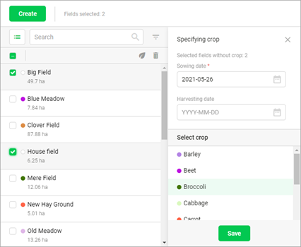 agri specifying a crop