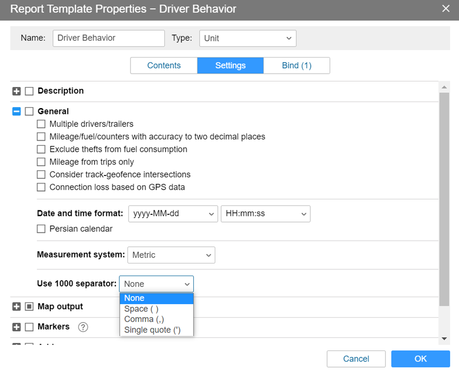 Reports – Thousand separator 